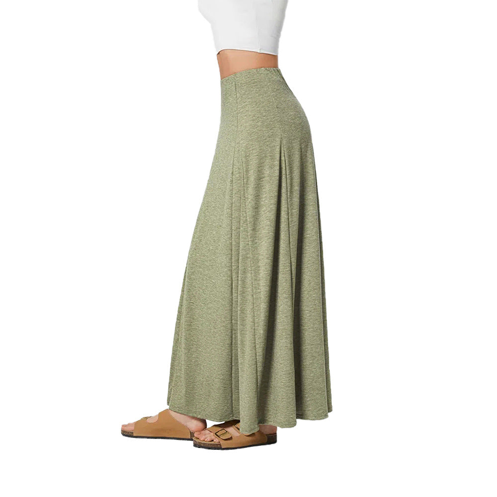 Falda holgada de punto de color liso informal a la moda para mujer