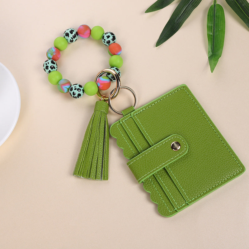 Fashion Printed Silicone Bead Tassels Bracelet Wallet