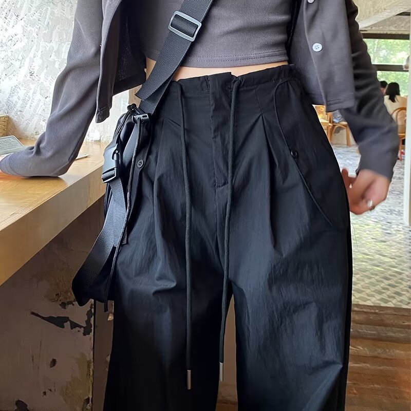 Women Casual Solid Color Pleated High Waist Pants