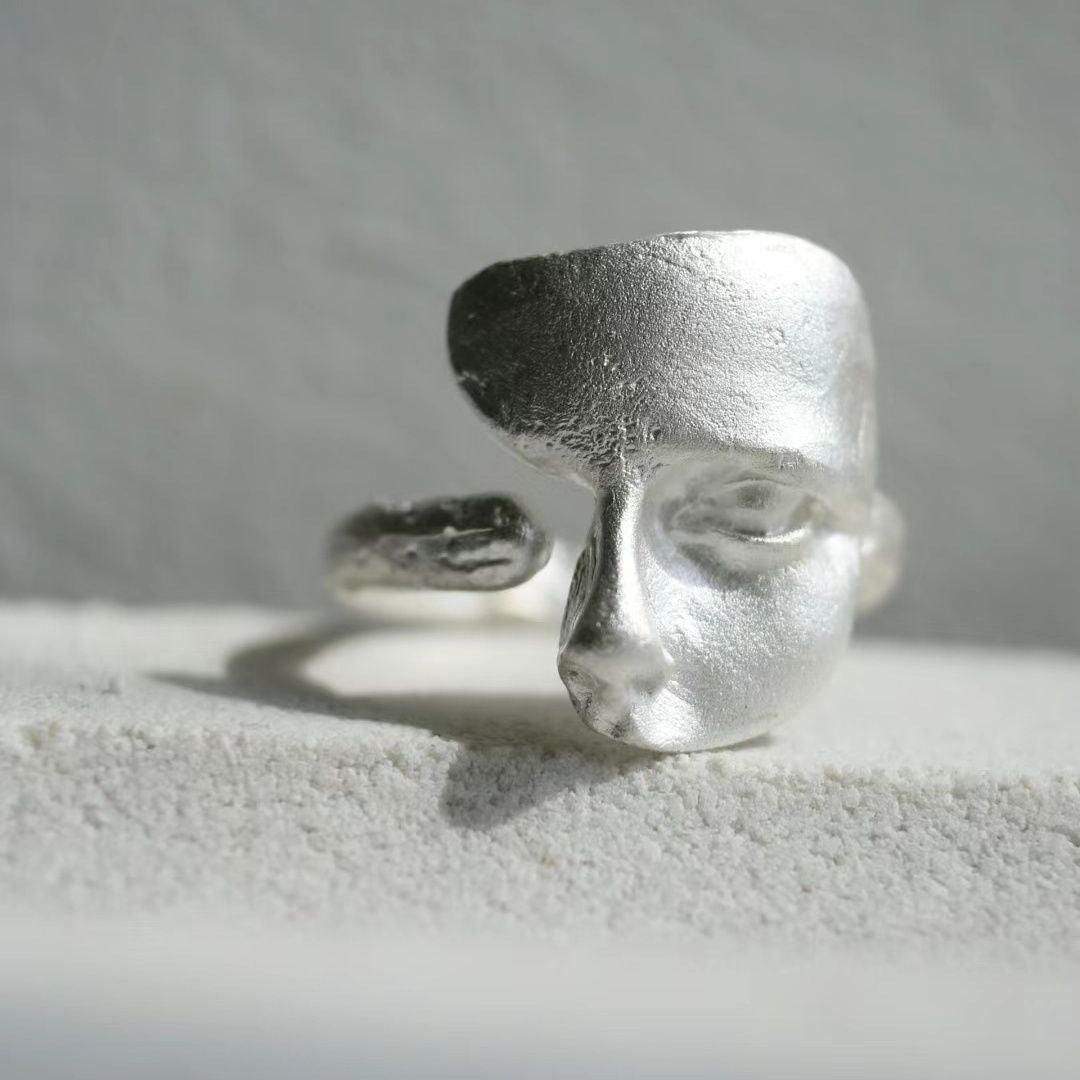 Anillo de máscara blanca de moda para mujer de cobre hecho a mano