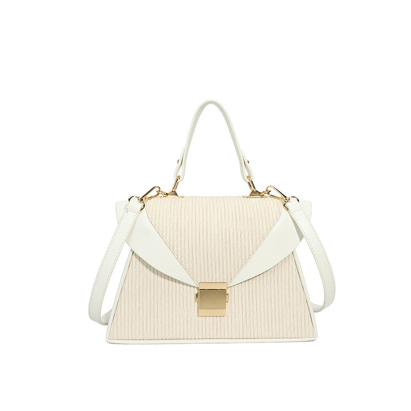 Fashion Stitching Contrast Clamping Handbag - PU Small Square Bag