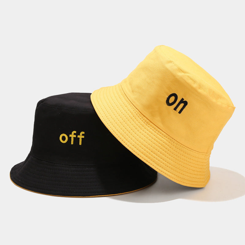 Women Fashion Casual Double-Sided Embroidered Bucket Hat