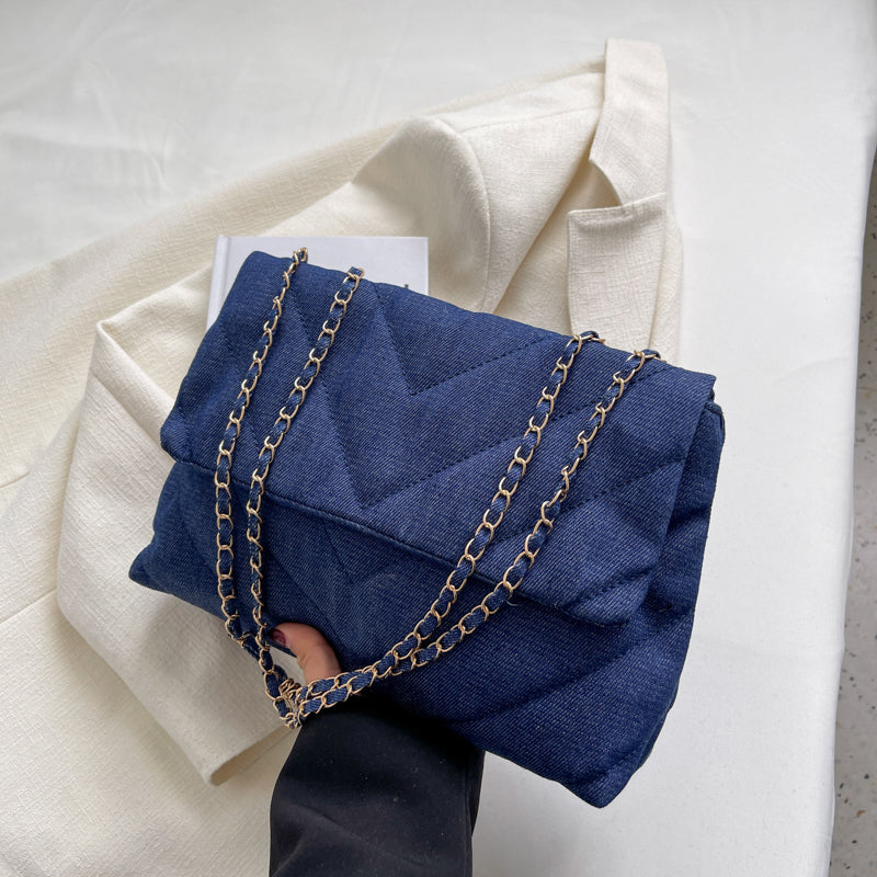 Bolso de hombro vaquero de gran capacidad, sencillo y elegante