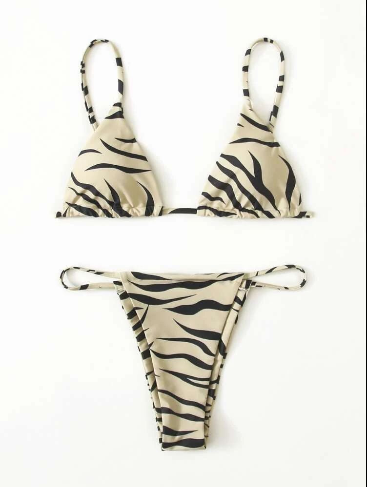 Ensemble de maillot de bain bikini sexy à rayures pour femme, mode été