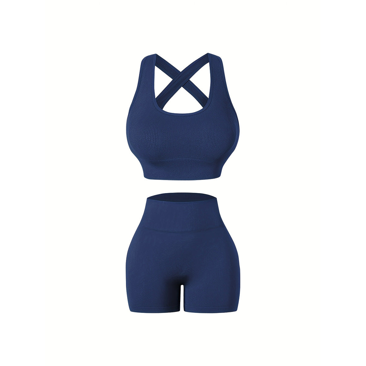 Women Yoga Solid Vest And Shorts Two-Piece Set