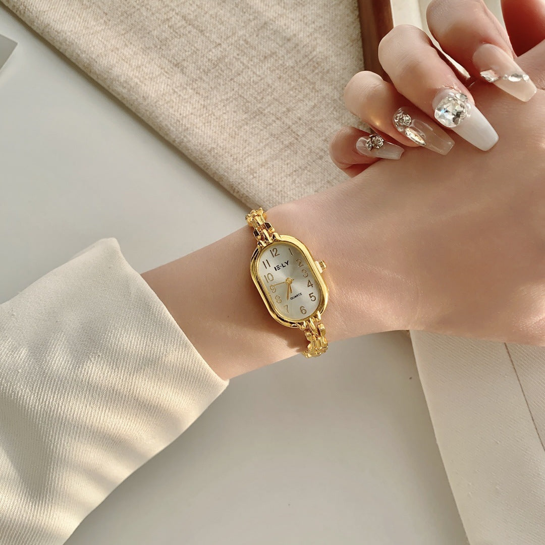 Women Fashion Retro Gold Rhinestone Quartz Watch