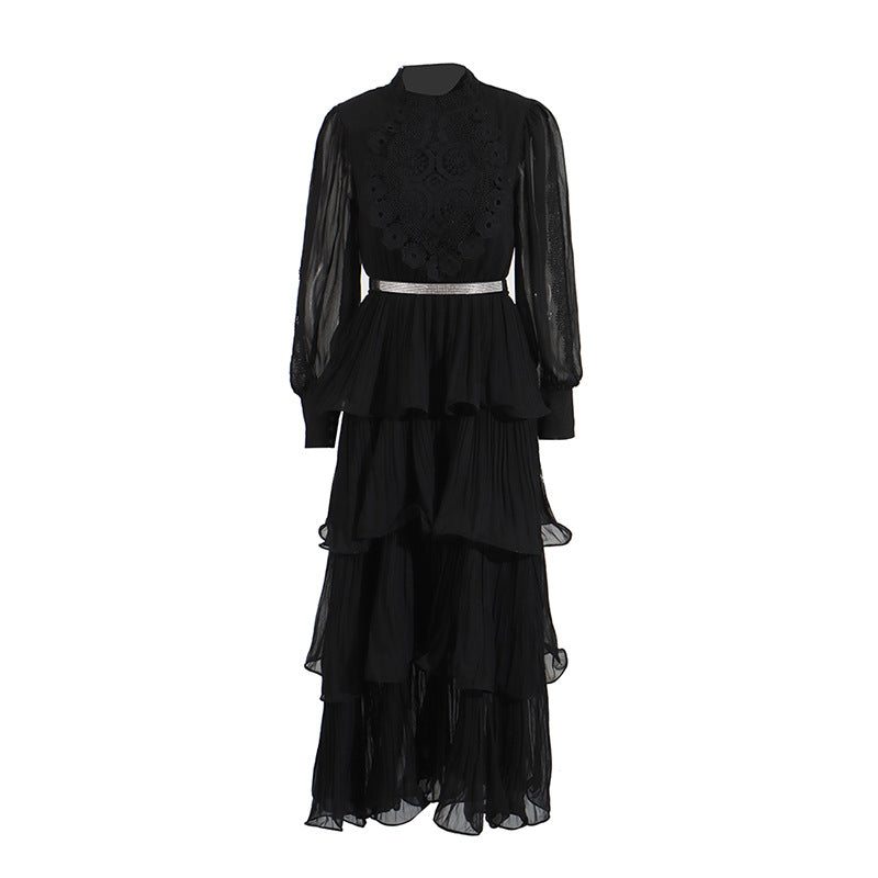 Vestido largo retro elegante de encaje bordado