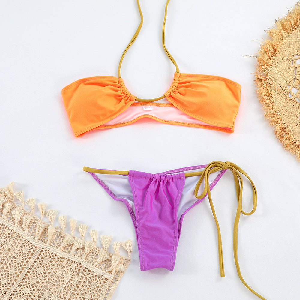 Bikini de cuello halter para mujer, sexy, para vacaciones de verano en la playa