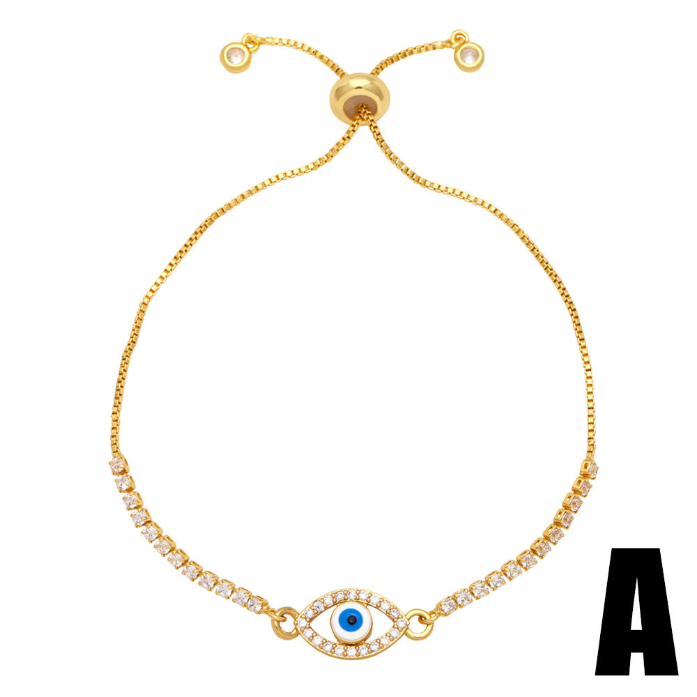 Pulsera geométrica de corazón, estrella y ojo de diablo para mujer