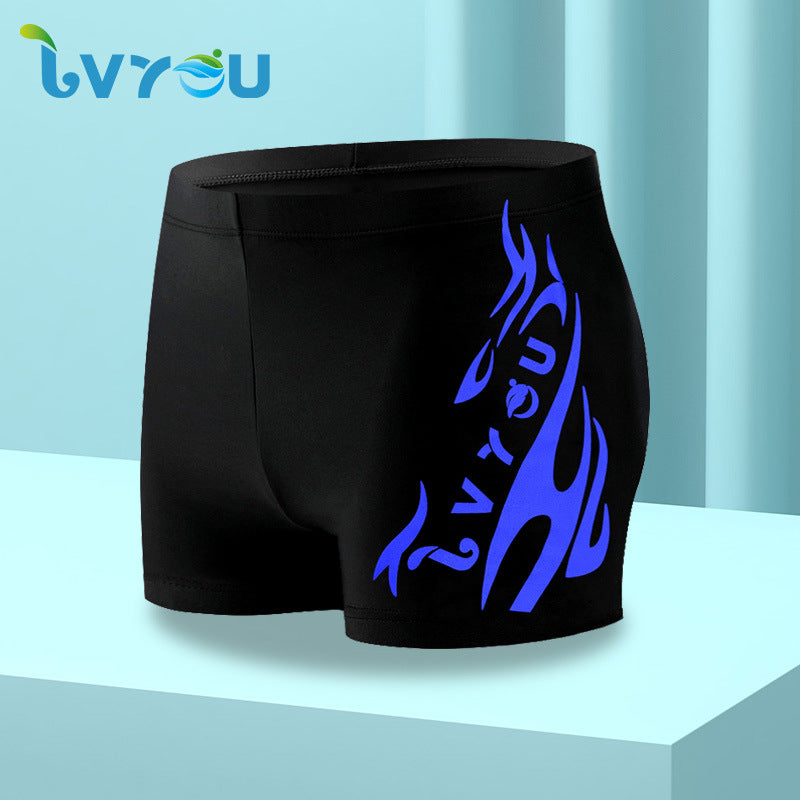 Men Letter Print Color Matching Racing Swimwear