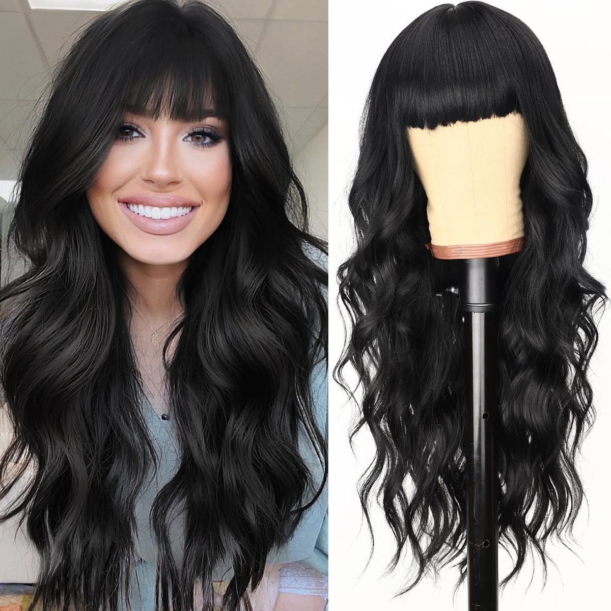 Women Fashion Bangs Gradient Long Curly Hair Wig