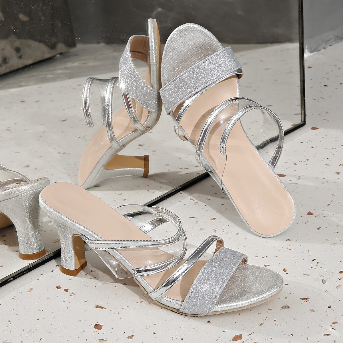 Chaussures à talons hauts transparentes et décontractées pour femmes