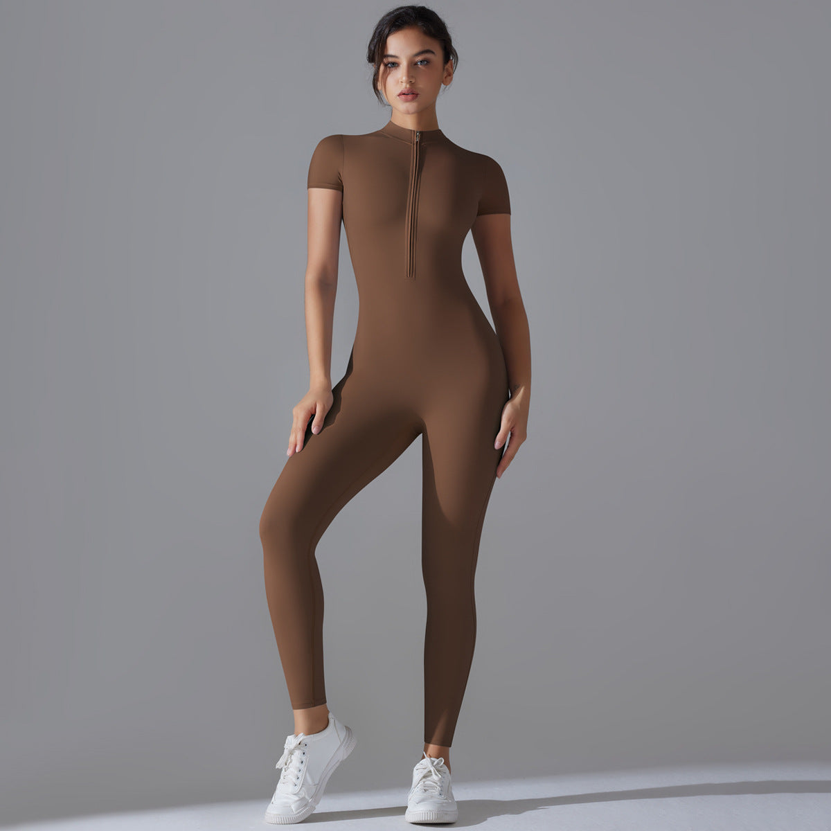 Breathable Women Fashion Casual Zipper Yoga Jumpsuit