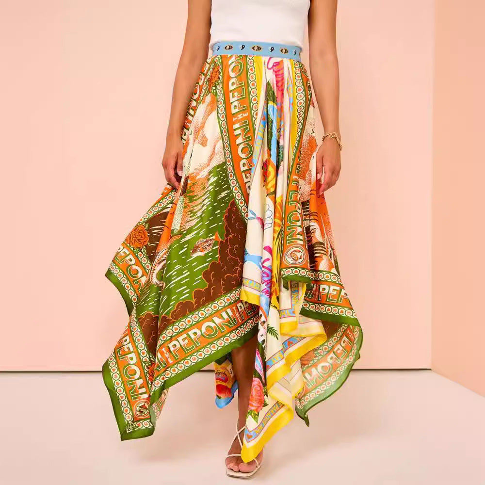Falda con estampado gráfico irregular de moda para mujer