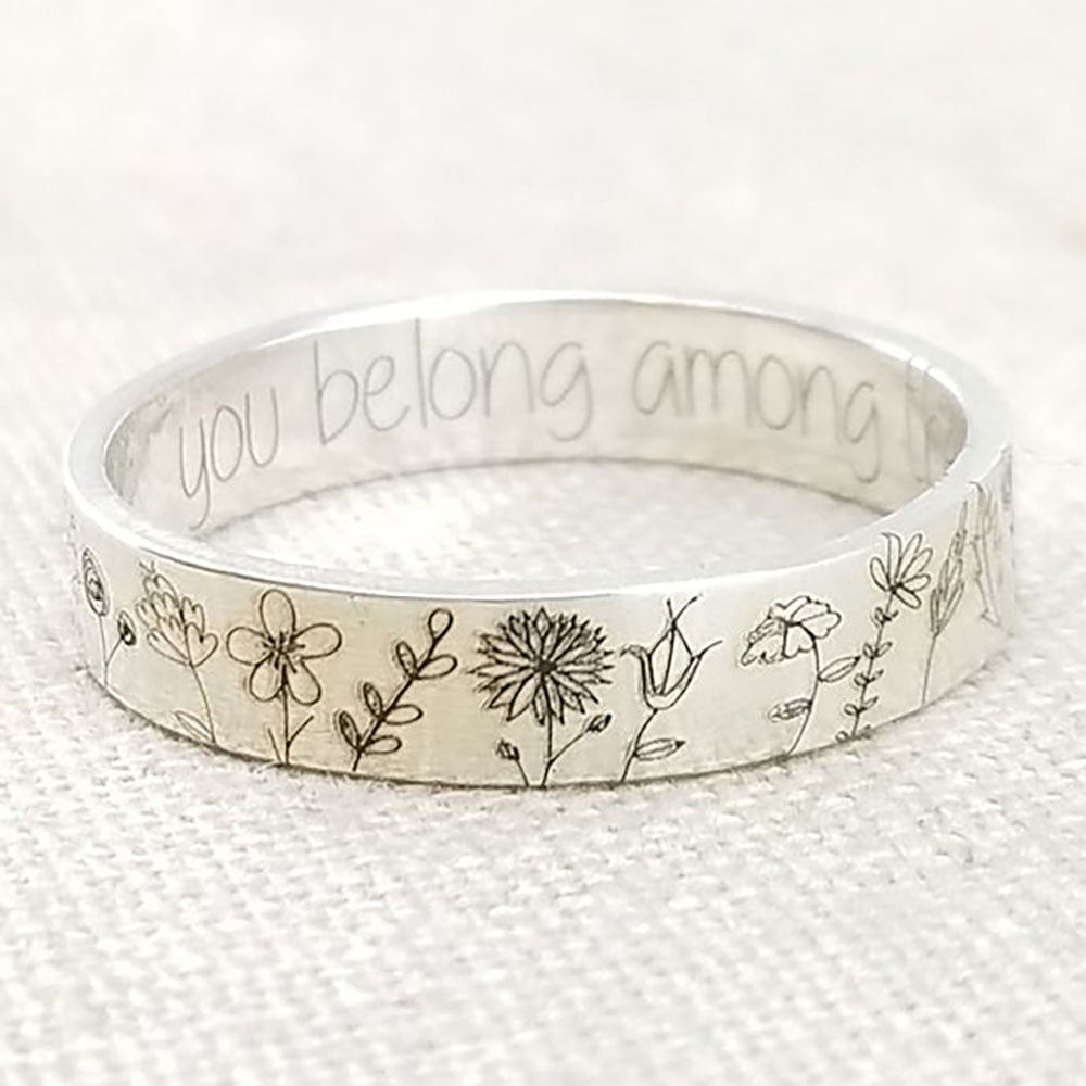 Women Fashion Simple Dandelion Floral Ring Alloy Pastoral Style