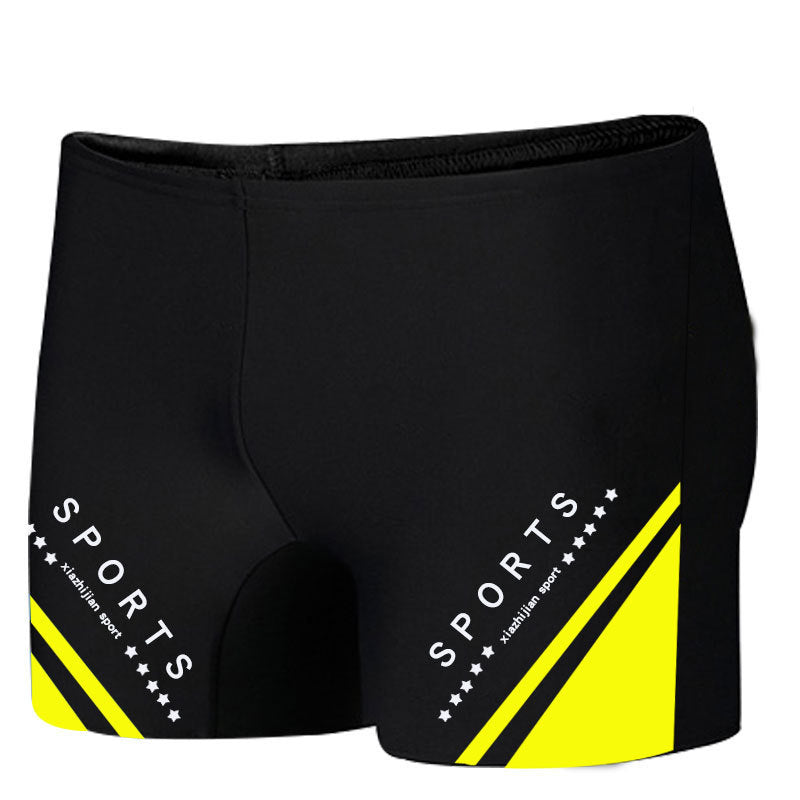 Traje de baño de ángulo plano con estampado de letras y colores a juego para hombre