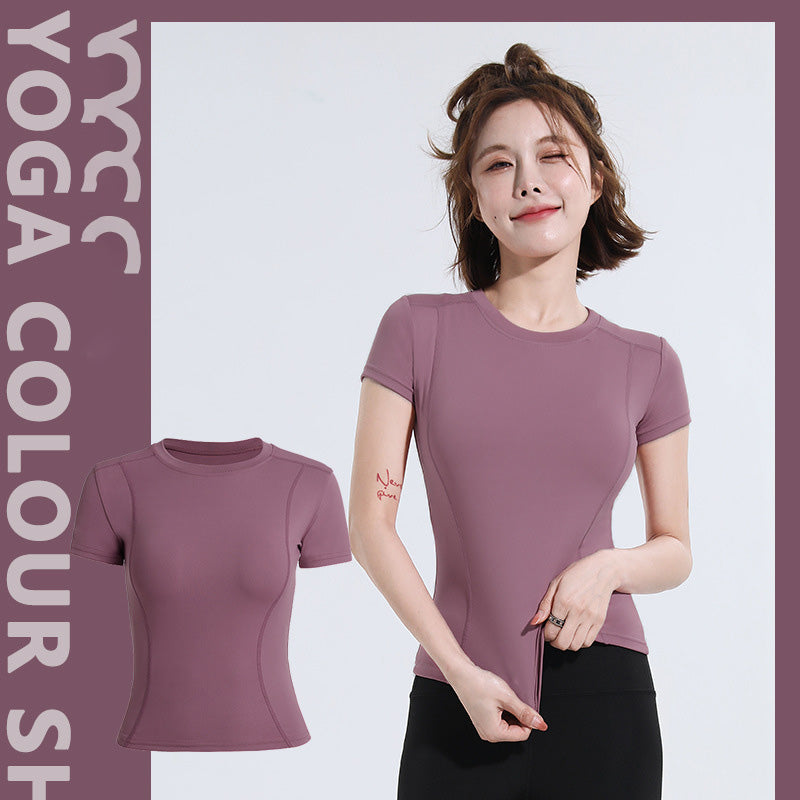 T-shirt de sport décontracté à col rond pour femme