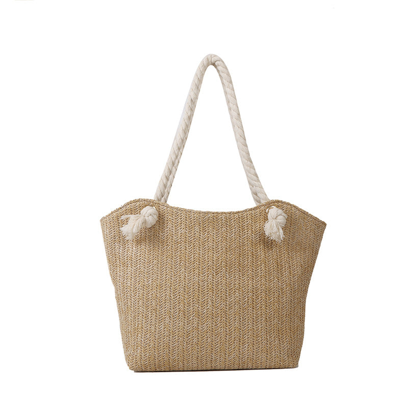 Bolso de hombro de paja tejida de gran capacidad y de moda