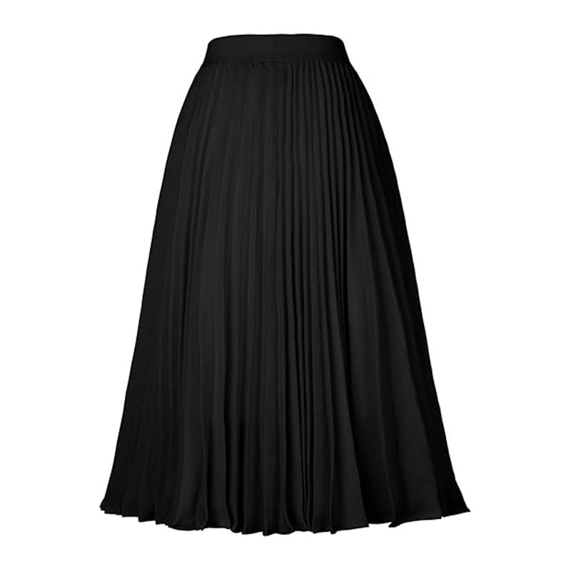 Falda plisada de cintura alta de color sólido informal de moda para mujer