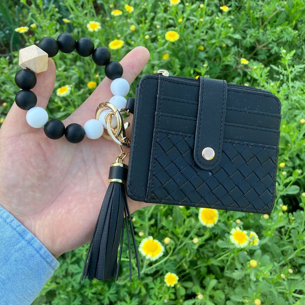 Women Fashion Silicone Bead Bracelet Keychain Wallet