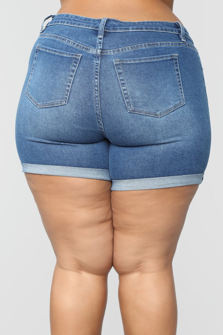 Women Fashion Casual Plus Size Stretch Denim Shorts