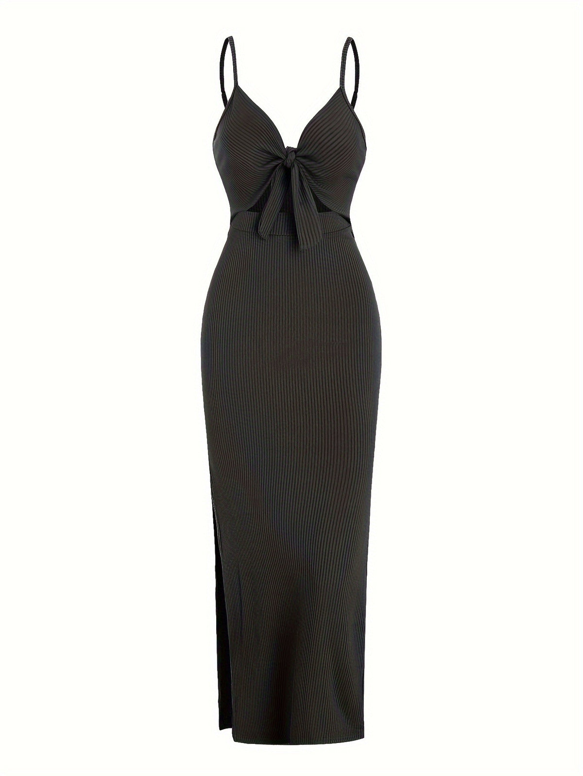 Women Elegant Sleeveless Slim-Fit Solid Color Dress - V-Neck Backless Style