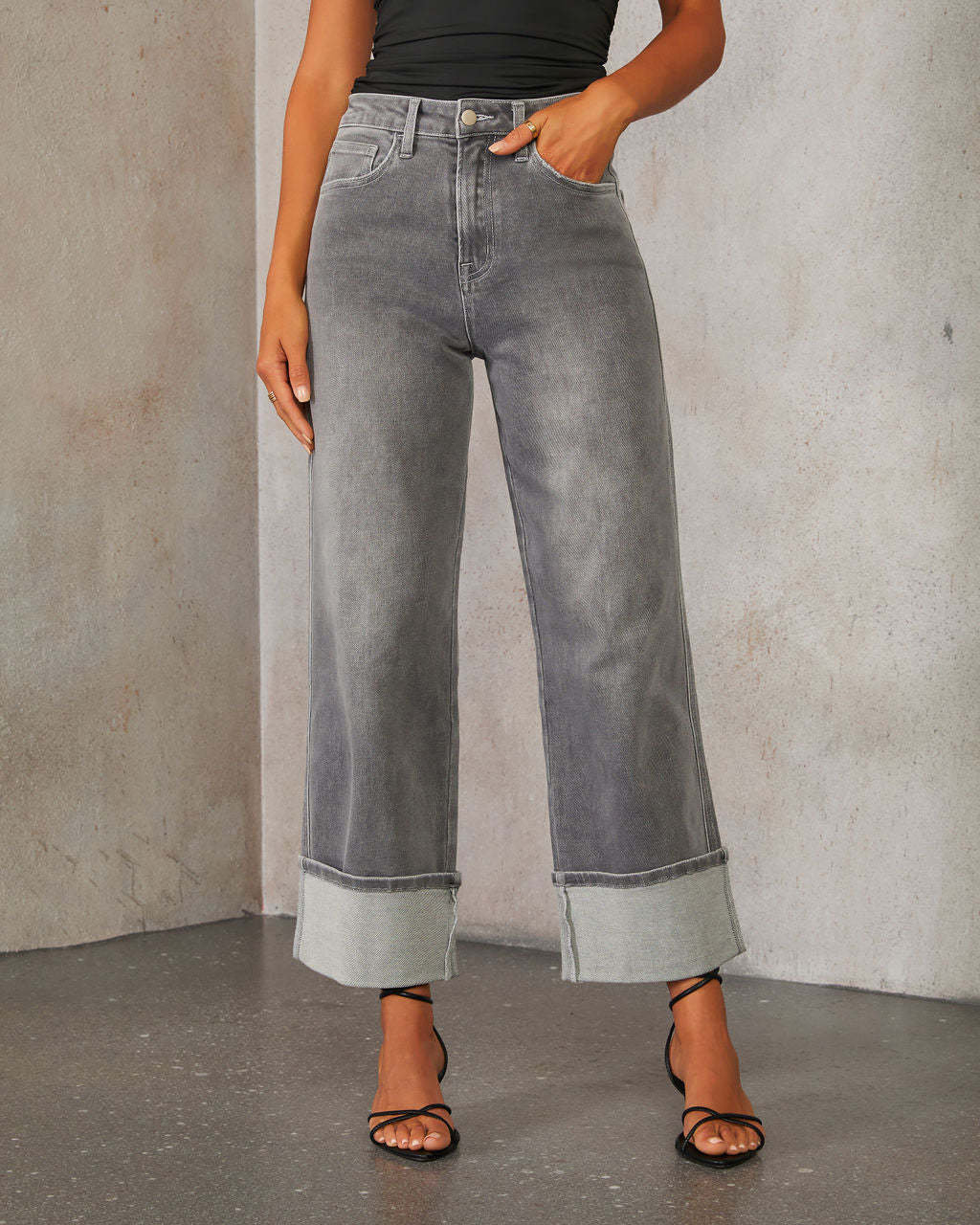 Women Fashion Casual Stretch Curled High Waist Jeans