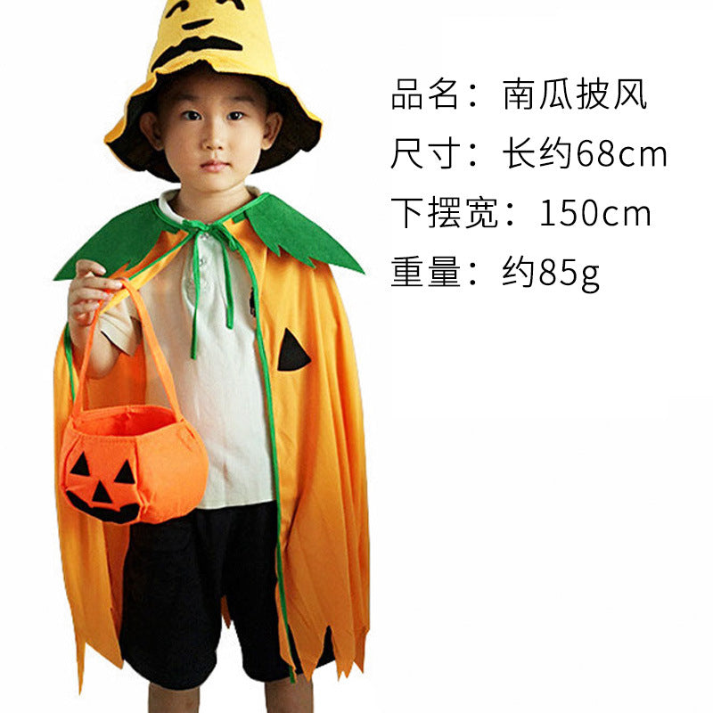 Halloween Children Adult Masquerade Pumpkin Cape Costume