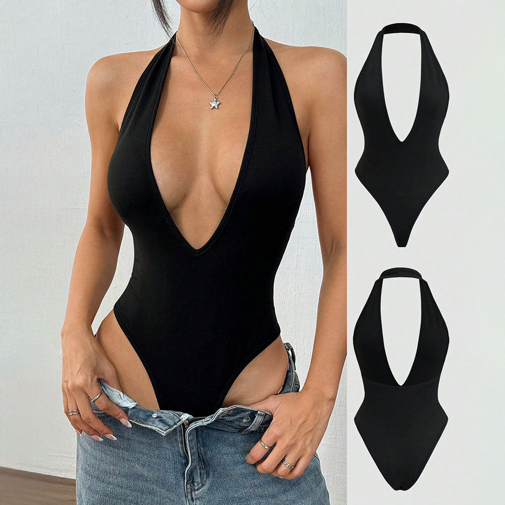 Women Sexy Solid Color Sleeveless Bodysuit