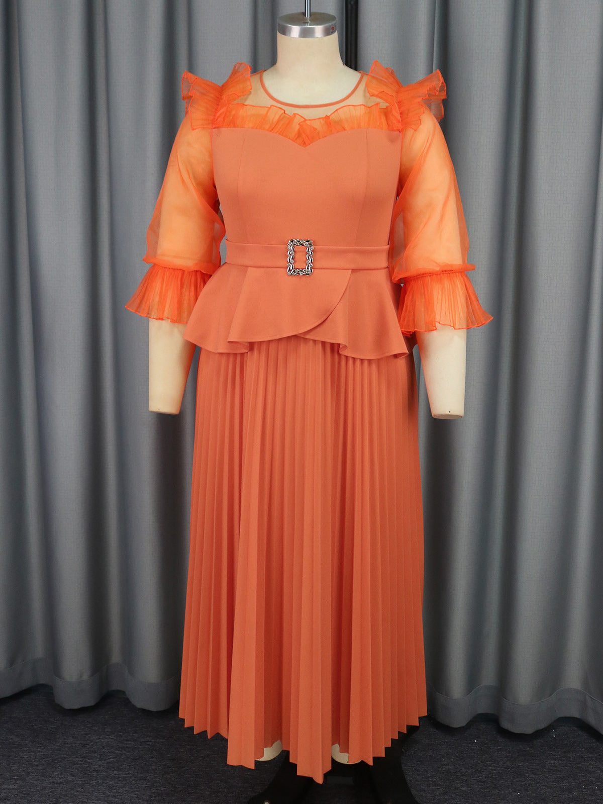African Women Puff Sleeve Pleated Club Dress