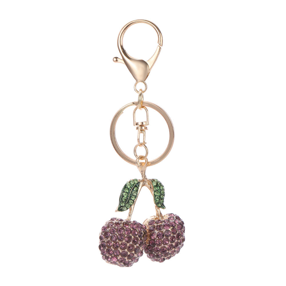 Creative Rhinestone Cherry Fruit Key Chain