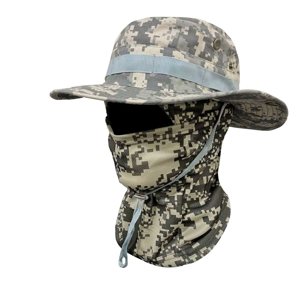 Sombrero Boonie de camuflaje resistente al viento para hombre con mascarilla