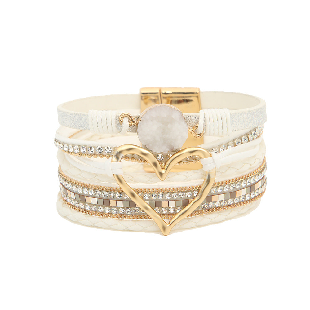Bohemian Multi-Layer Leather Heart Bracelet