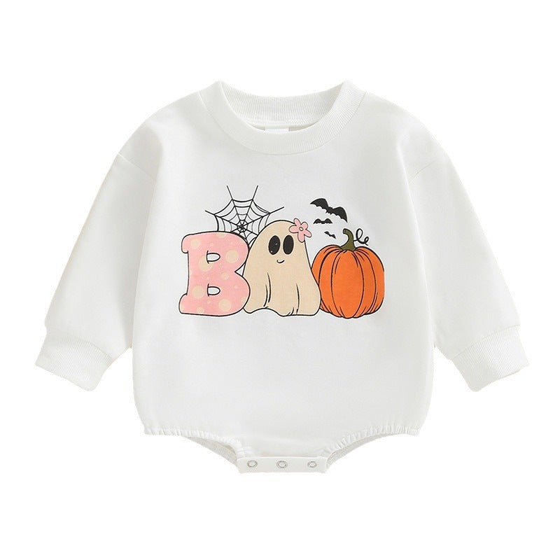 Pelele con estampado de calabaza de Halloween para niños y niñas