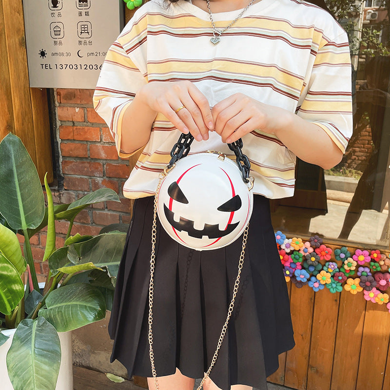 Women Fashion Creative Funny Halloween Pumpkin Devil Acrylic Chain Messenger Bag