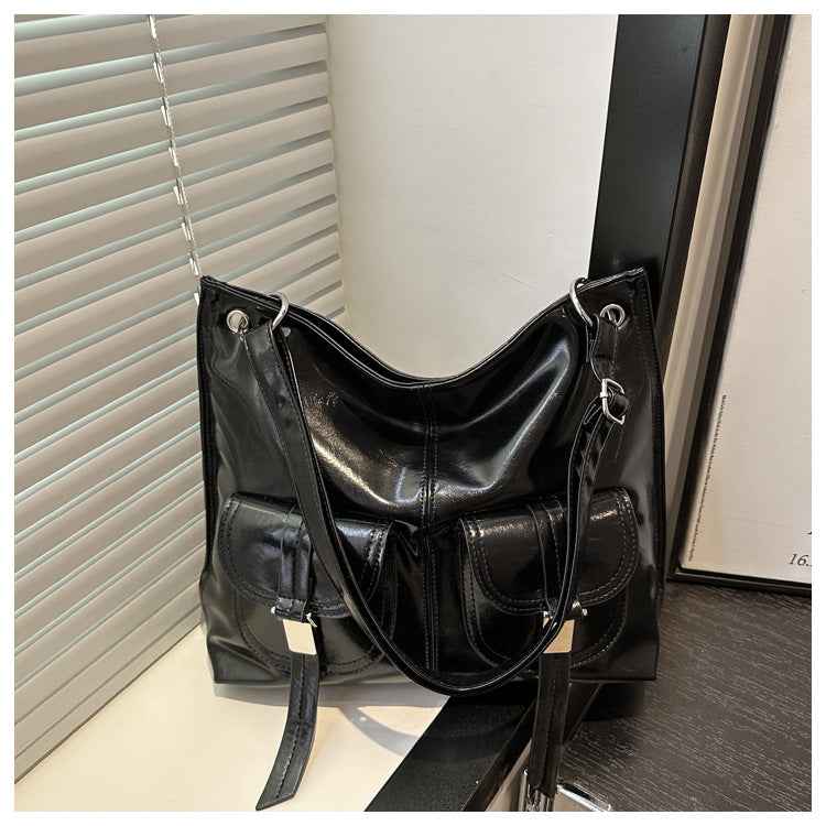 Bolso de hombro retro de gran capacidad de PU para mujer