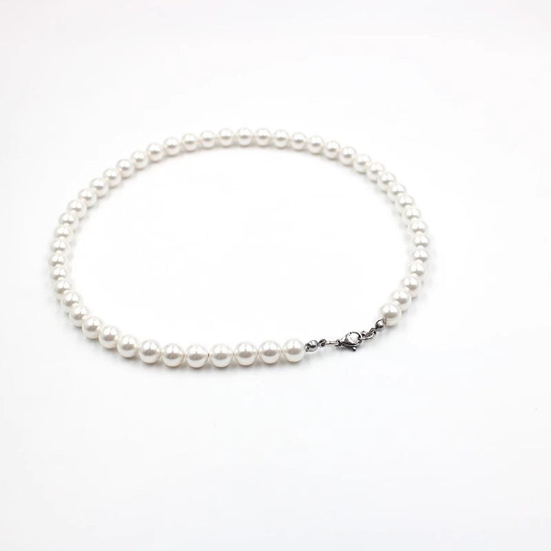 Collar de perlas de imitación de moda simple con cadena de clavícula de cobre