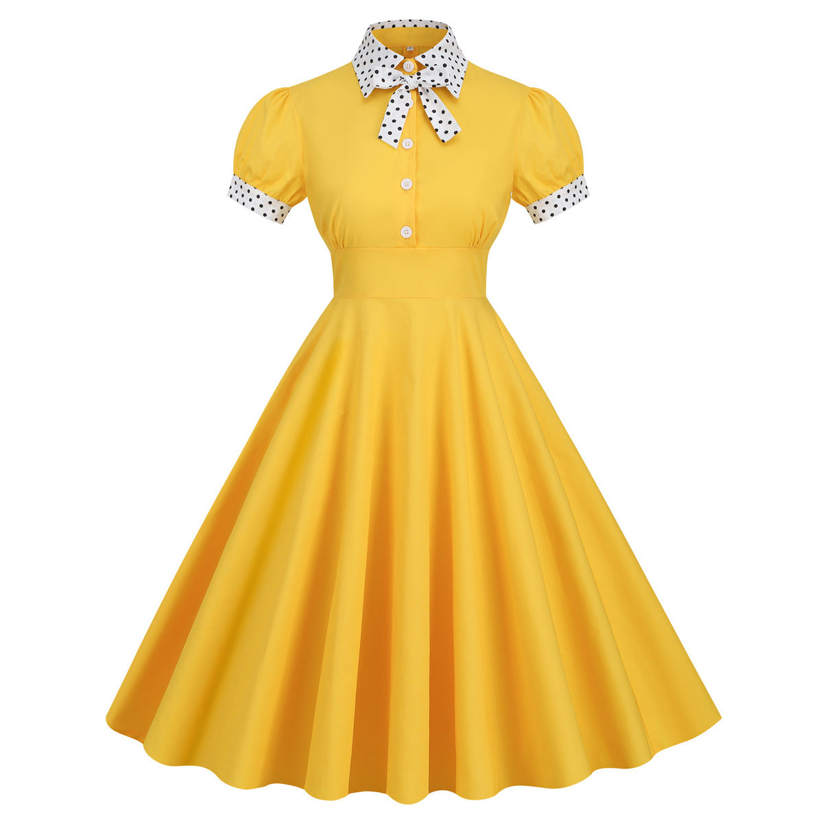 Vestido midi elegante con estampado de lunares para mujer
