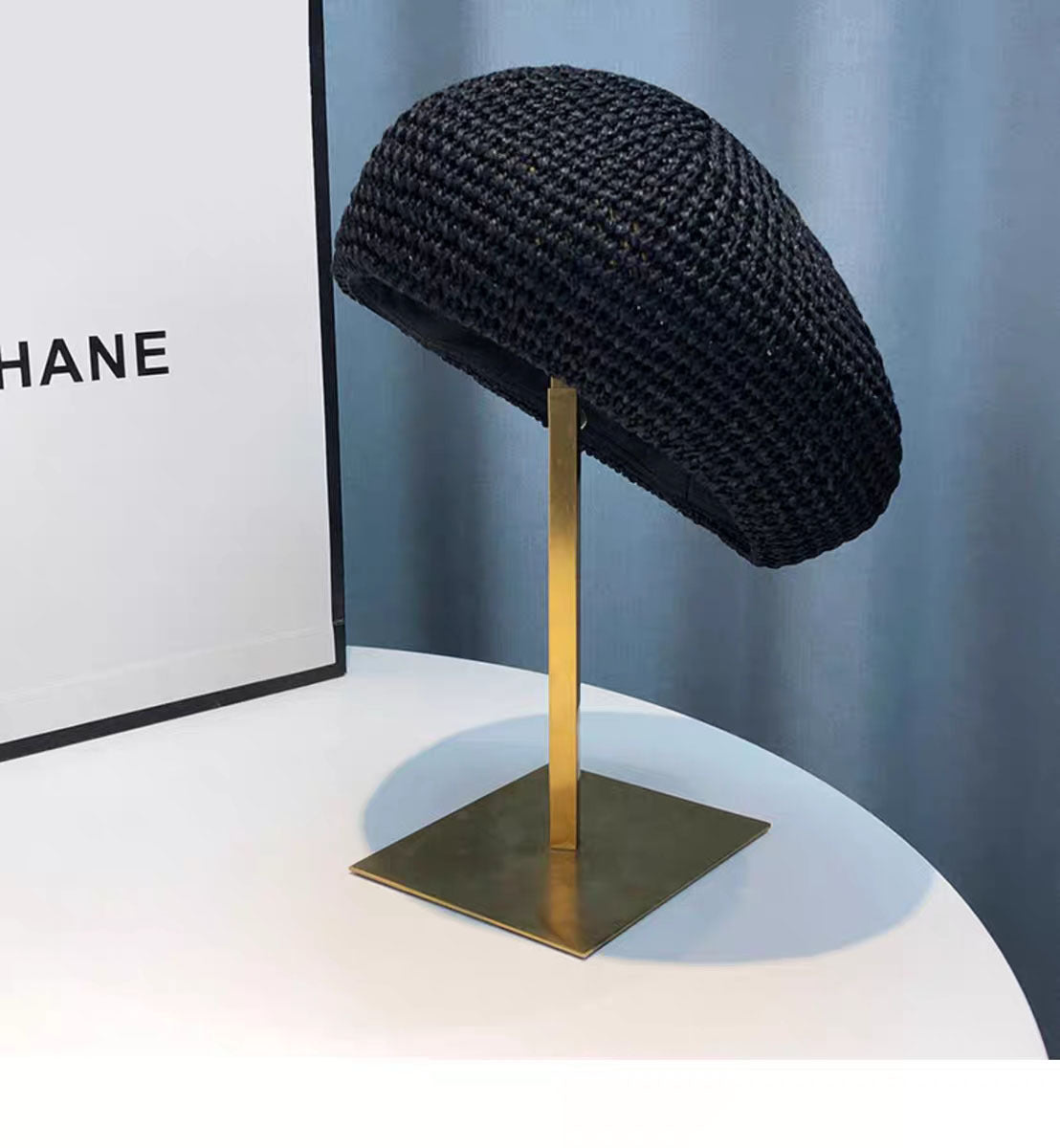 Béret tissé en paille respirant et décontracté pour femme, à la mode pour l'été