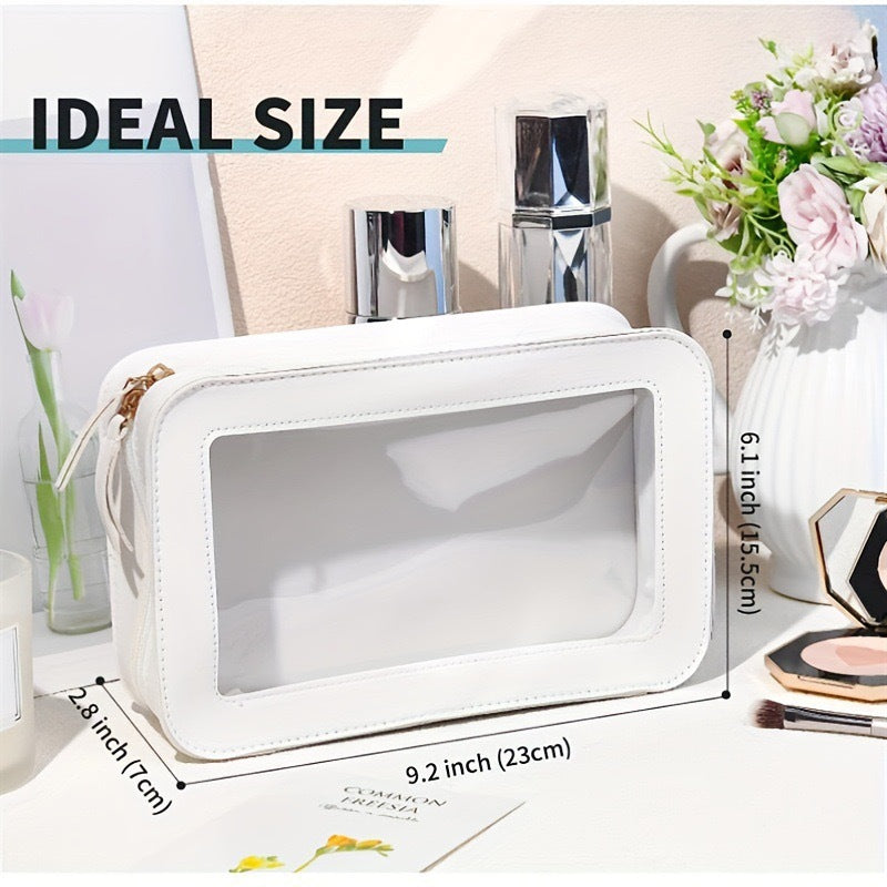 Bolsa de cosméticos de PVC transparente, sencilla y moderna para mujer