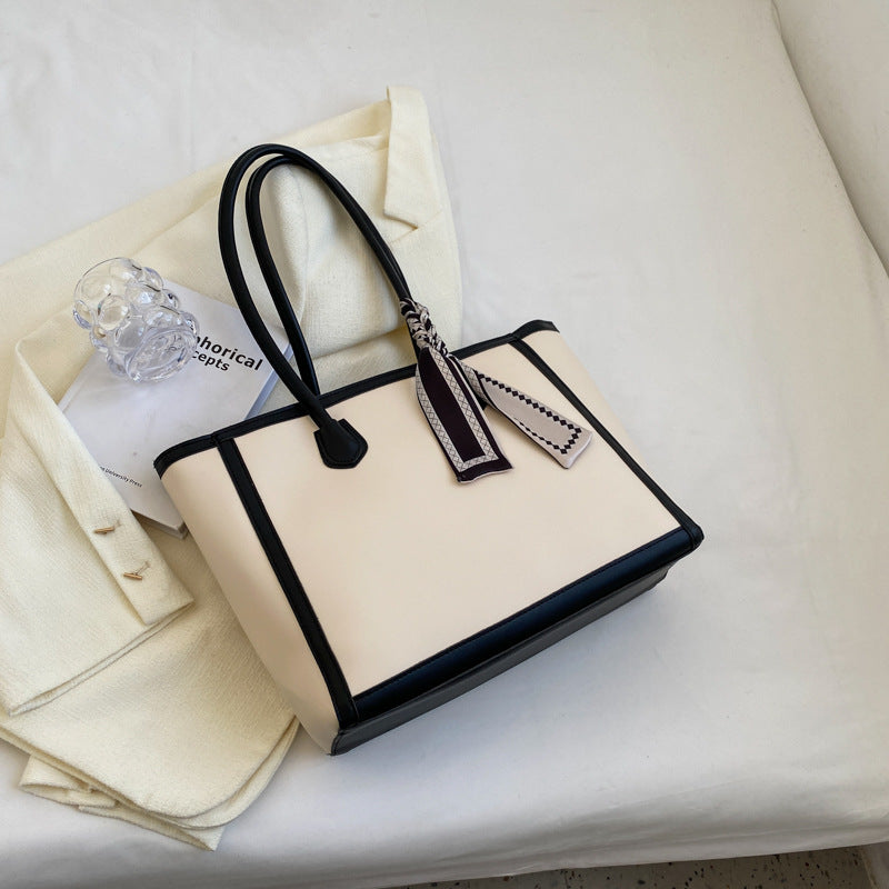 Bolso de mano informal sencillo con contraste de color para mujer
