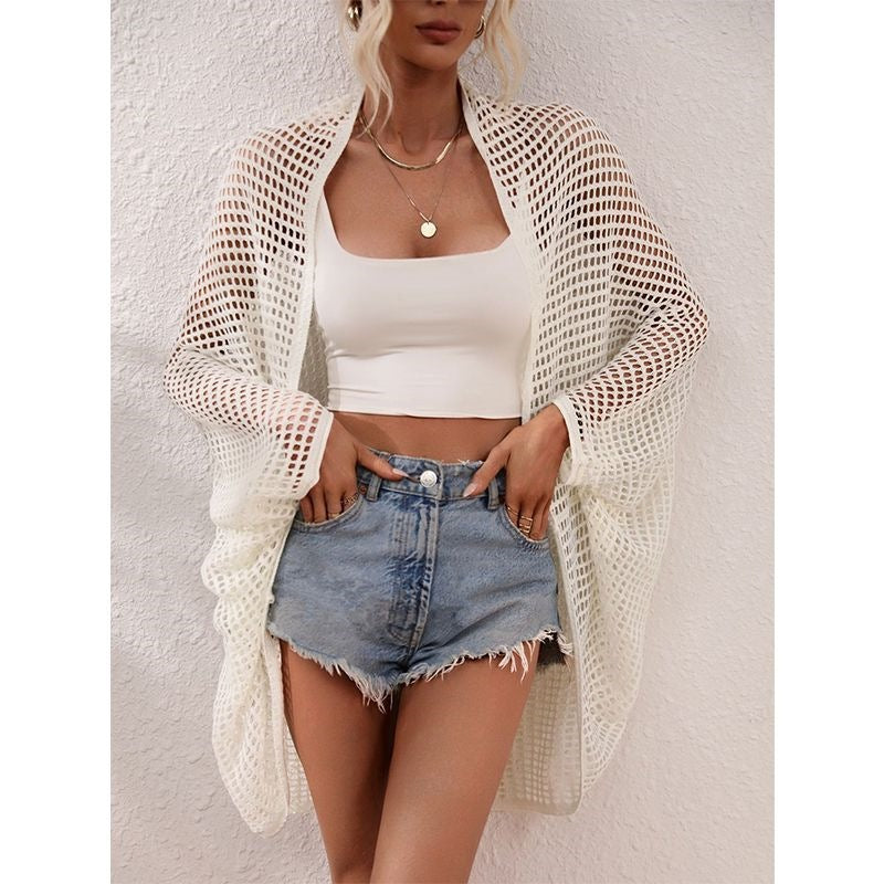 Women Fashion Vacation Hollow-Out Knitted Swimsuit Cover-Up