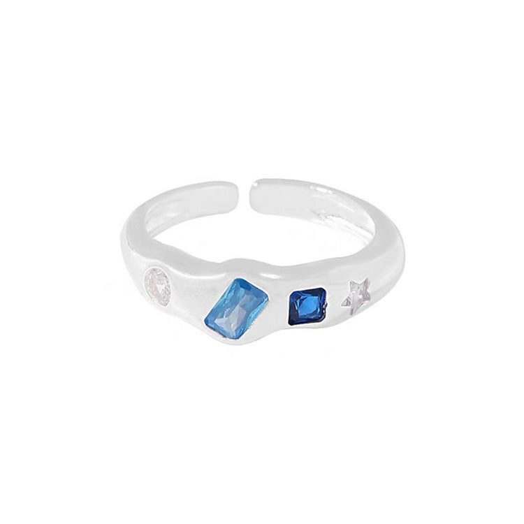 Anillo de amor multicolor de aleación de circón irregular para mujer