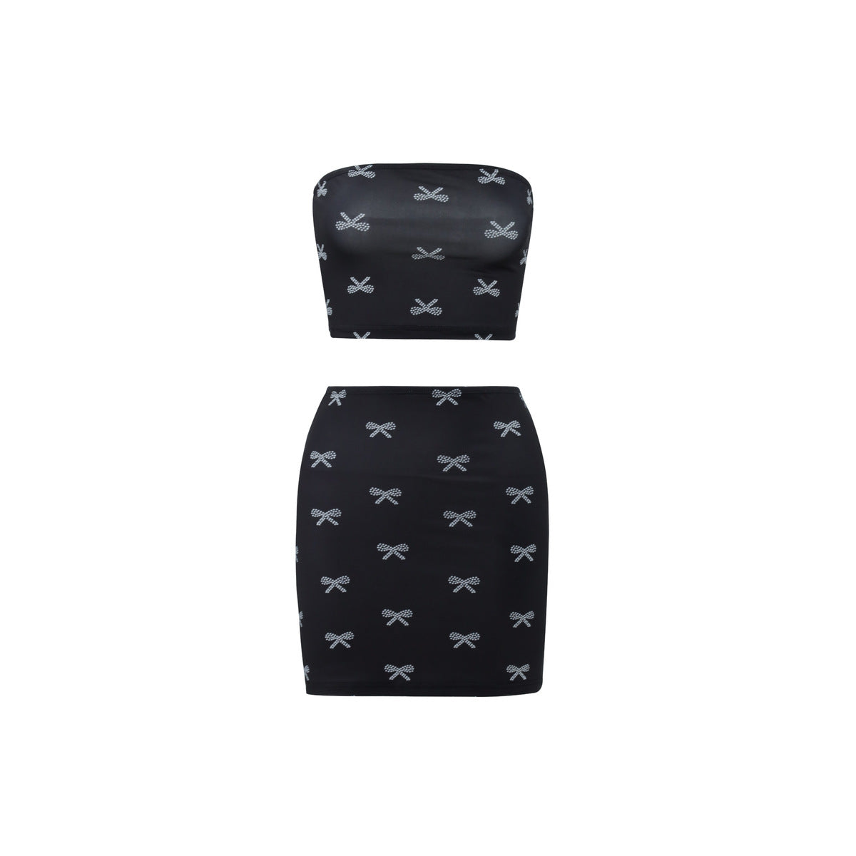 Ensemble deux pièces sexy à imprimé nœud papillon et jupe moulante pour femme