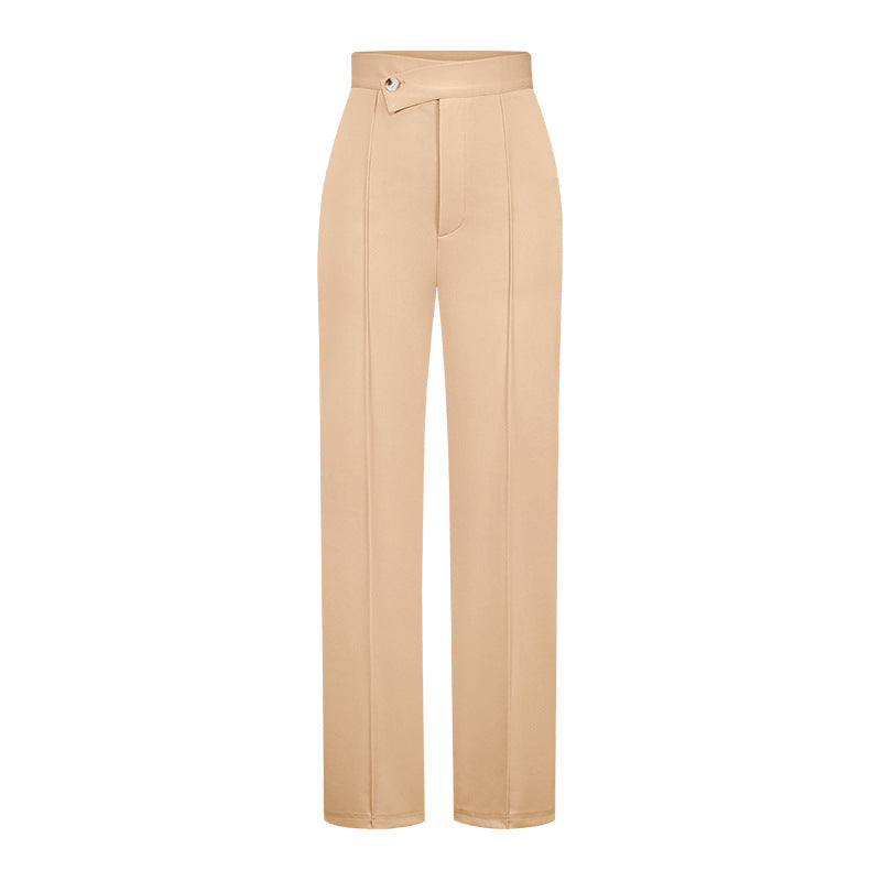 Pantalones anchos de color liso informales de moda para mujer