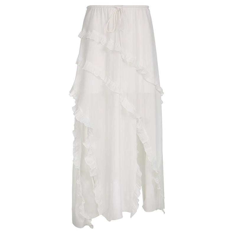 Falda con volantes irregulares, sexy, informal y para vacaciones para mujer