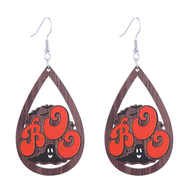 Halloween Women Funny Ghost Pumpkin Spider Skull Bat Earrings