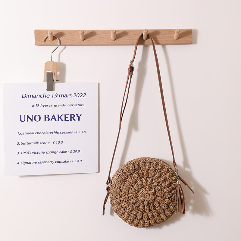 Sac à bandoulière rond tissé de style bohème pour les vacances à la plage