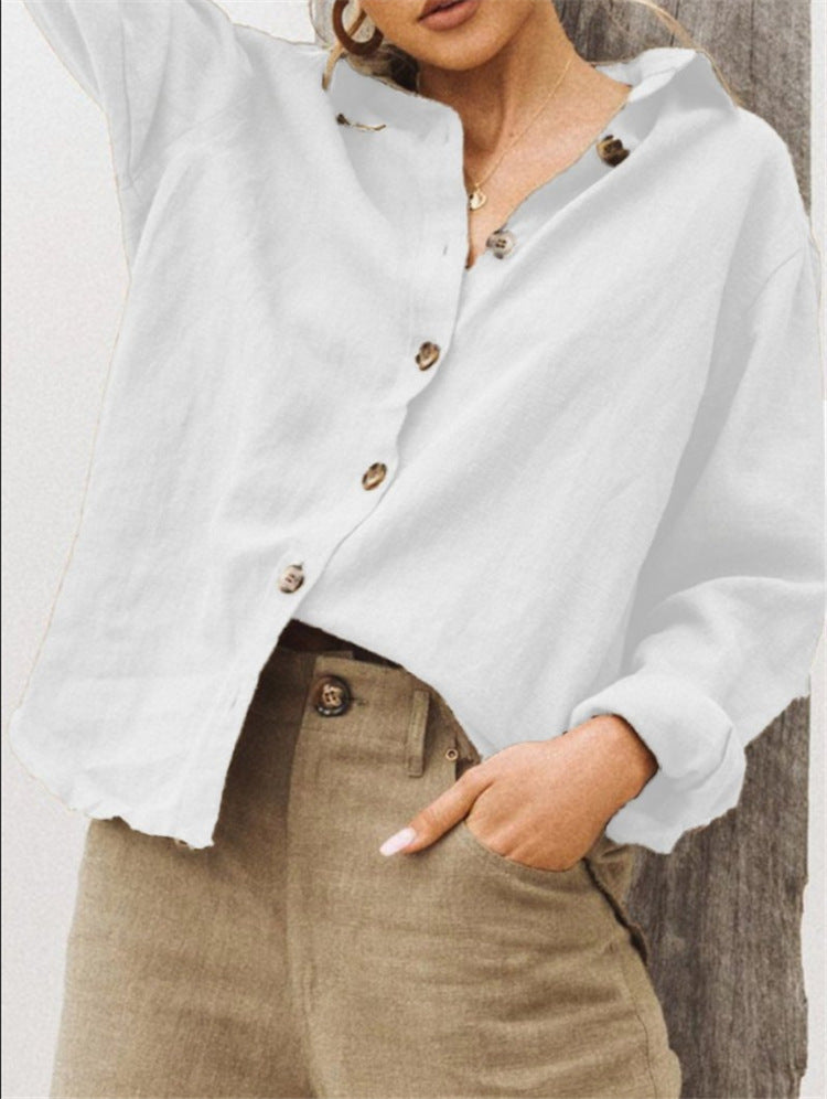 Women Fashion Solid Color Long Sleeve Blouses