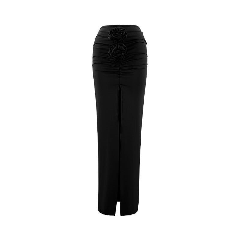 Summer Women Fashion Sexy Slim Floral Split Skirt